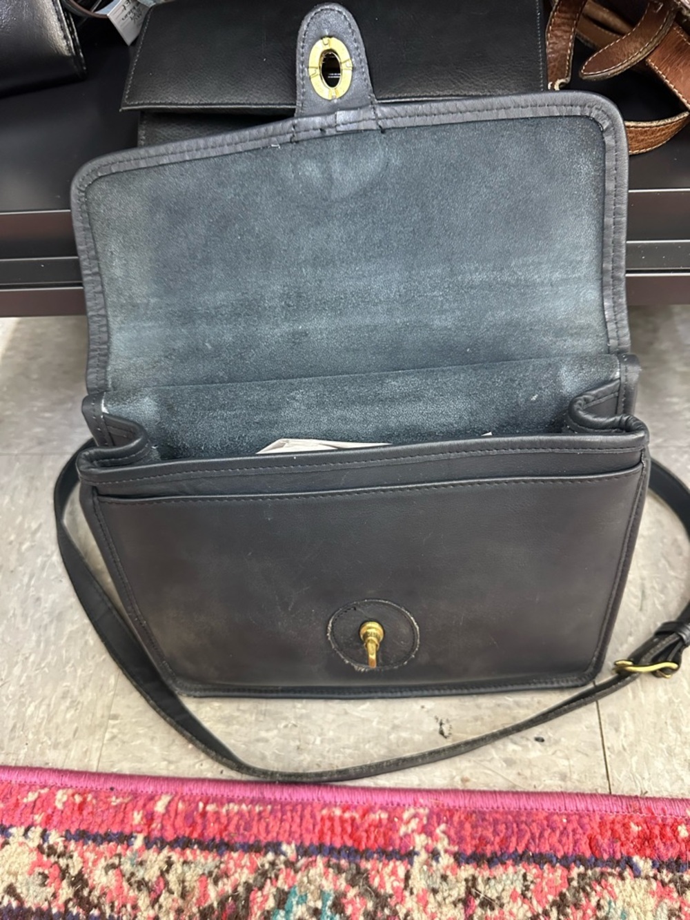 Vintage Coach Willis Bag #9927 Blue Leather Crossbody Briefcase - Picture 2 of 5